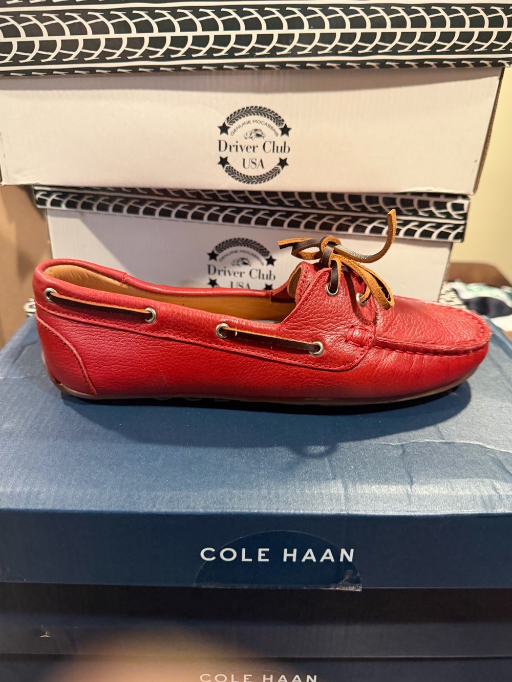 Driver Club Women’s Daytona Beach Boat Shoes Red Leather Size 5 M US